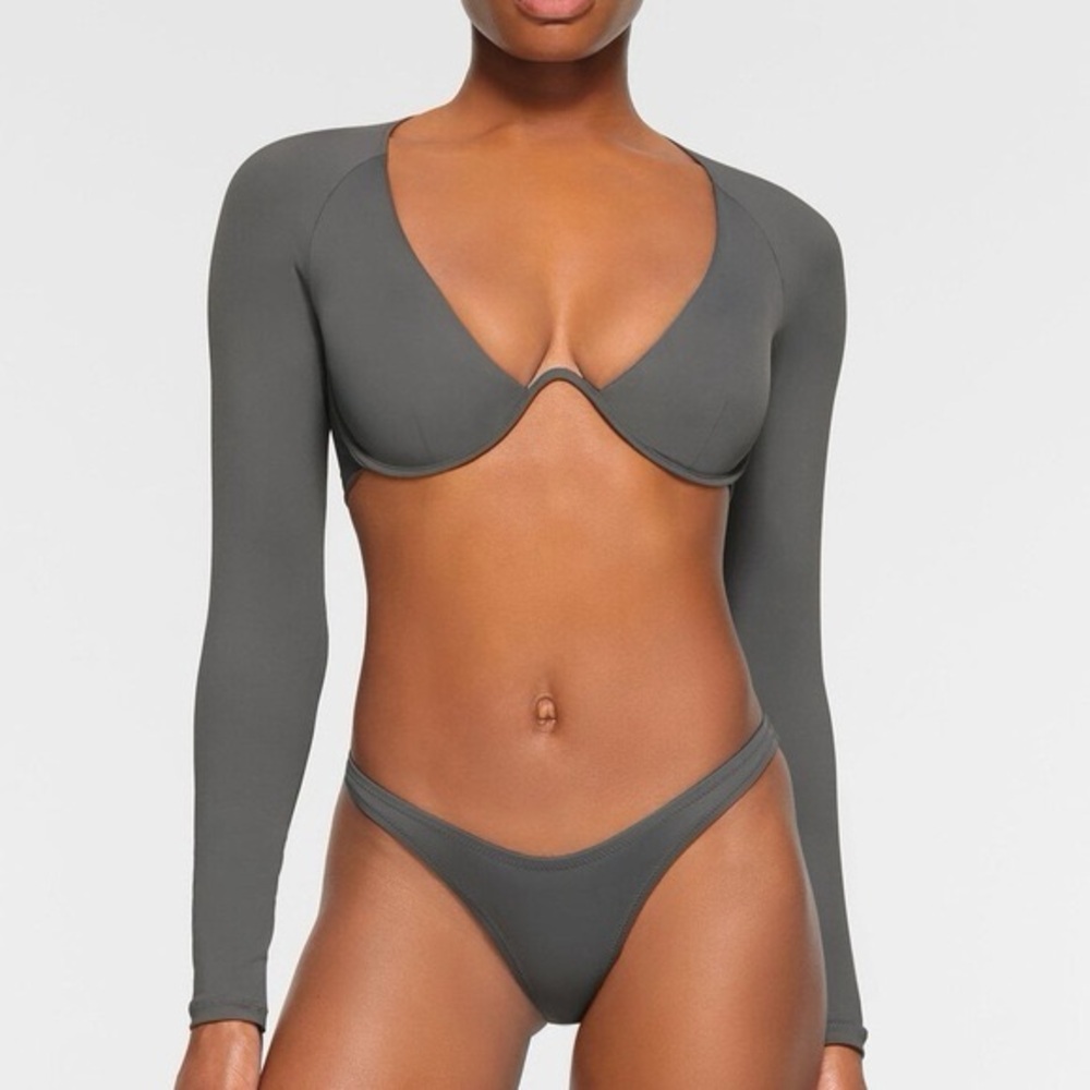 NEW SKIMS Recycled Swim Long Sleeve Underwire- Gunmetal (size XXS)